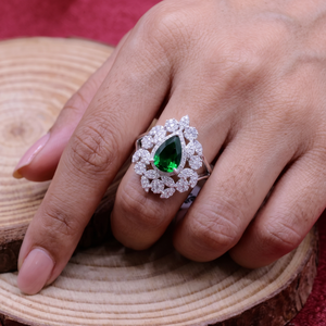 Anillo DE BODA Vintage hecho a mano de diseñador para mujer, Plata de Ley 925, piedra preciosa de circón cúbico en forma de pera creada en laboratorio, certificado GIA - Product Image 3