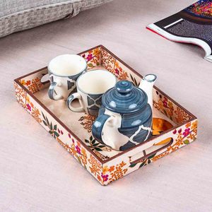 Ensemble de 3 plateaux de rangement en bois laqué, rectangulaires, motif oiseau rose, empilables, modernes, pour salle de bain, bijoux, compatibles lave-vaisselle, multifonctionnels - Product Image 4