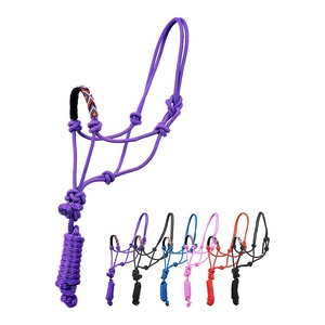 Purple Nylon Braided Rope Horse <b>Halter</b> with Beaded Noseband & Lead Rope Adjustable Durable Training <b>Halter</b> OEM Bulk - Product Image 6