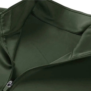 Survêtement vert foncé pour homme, fermeture éclair intégrale, col montant, coupe décontractée, polyester, vêtement d'automne avec poches latérales - Product Image 2