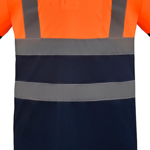 Polo de travail décontracté haute visibilité orange avec accents noirs – Chemises de sécurité réfléchissantes pour la construction - Product Image 2