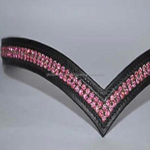 ส่วนตัวแข่งม้าผลิตภัณฑ์และอุปกรณ์เสริมแฮนด์เมดที่ว่างเปล่าช่องหนังม้าคิ้ววง2แถวสีชมพูคริสตัล Bling - Product Image 6