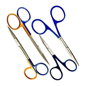 Tijeras Profesionales para Iris de 4.5 Pulgadas, Tijeras Quirúrgicas de Punta Afilada, Hojas Curvas y Rectas, Mango con Código de Color, Alemánas - Product Image 2