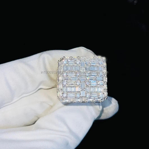 Baguette Cut Moissanite Diamond Cluster Engagement <b>Ring</b> Him Sterling Silver Wedding <b>Ring</b> <b>Men</b> Iced Championship Anniversary Gift - Product Image 2