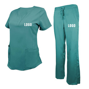 ชุดยูนิฟอร์มพยาบาลแบบสั่งทำพิเศษสำหรับผู้หญิง เสื้อและกางเกงสครับสีพื้น - Product Image 6