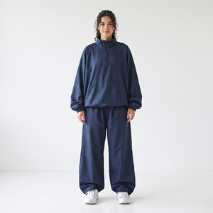 Women Baggy Trackusit Loose Fit Polyester Full Sleeve Half Zipper Front Pocket Wide leg <b>Pant</b> Casual Sports Wear Autumn Wear Set - Product Image 1