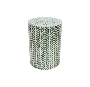 Tabourets de table d'appoint en mosaïque faits à la main, motif feuille vert et blanc incrusté de nacre, tabouret de café pour salon - Product Image 3
