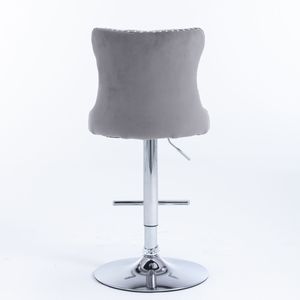 <b>Adjustable</b> Seat Height 25-33 Inch Swivel Velvet Barstools with Comfortable Tufted Backs Chrome Base Home <b>Bar</b> <b>Stools</b> - Product Image 6