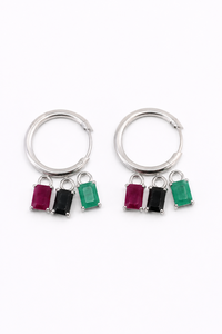 Multi Color Stone <b>Earring</b> in 92.5 <b>Sterling</b> <b>Silver</b> KLST-31148 - Product Image 2