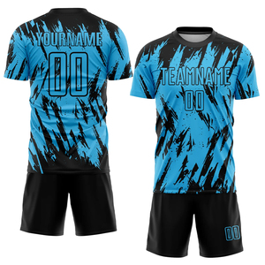 ชุดเสื้อฟุตบอลสีดำแดงแบบกำหนดเอง พร้อมชื่อและหมายเลข พิมพ์ลายแบบ Sublimation ชุดยูนิฟอร์ม OEM รับผลิตตามสั่งจำนวนมาก - Product Image 6
