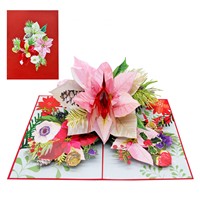 Viet-craft - Linterna Floral Navideña 3D, Tarjeta de Felicitación de Papel Hecha a Mano, Impresión Offset, Regalo de Bendición Festiva, Ramo de Flores