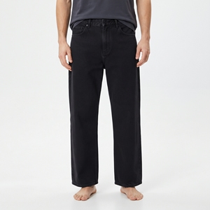 Jean baggy pour garçon, coupe ample, taille mi-haute, en denim noir, pantalon décontracté streetwear avec poches, confortable pour le quotidien - Product Image 1