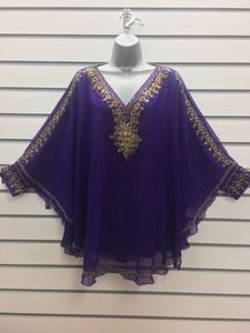 Caftán largo y corto Georgette antiarrugas de diseñador para mujer y niña, caftán con lentejuelas y cuentas pesadas, blusa superior de talla grande para Primavera e Invierno - Product Image 3