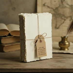 Papier A5 vintage fait main à bords frangés 150 g/m² en coton recyclé, feuilles vierges pour aquarelle, vente en gros OEM - Product Image 4