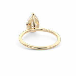 Anillo de compromiso con diamante cultivado en laboratorio de corte pera, engaste de bisel, anillo solitario de oro, anillo nupcial minimalista, joyería fina para mujer - Product Image 5