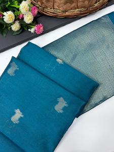 Sari indien de créateur en Khadi doux, best-seller, style ethnique chic, avec blouse tendance pour l'exportation, collection exclusive pour femmes et jeunes filles - Product Image 4