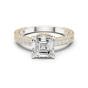 แหวนเพชรทรง Asscher แบบฝังเพชรเม็ดเล็ก ผลิตจากทองคำขาว 14K ได้รับการรับรองจาก GRA เหมาะสำหรับงานแต่งงานหรือวันครบรอบ - Product Image 1