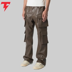<b>Men</b> Genuine <b>Leather</b> High Button Fly Waterproof Breathable Modern Fit Casual <b>Leather</b> <b>Pants</b> Comfortable Durable Stylish Fashion - Product Image 4