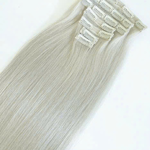 <b>clip</b> in hair extensions <b>silver</b> color combo available wholesale pieces with High Quality 100% Vietnamese Human Hair Extensions - Product Image 3