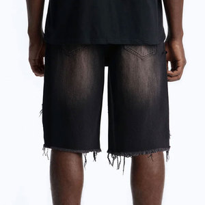 Custom Men's VIRAL DENIM Vintage Straight Jorts Light Distressed Hem <b>Embroidered</b> Breathable Eco-Friendly <b>Jeans</b> Shorts Rhinestone - Product Image 3