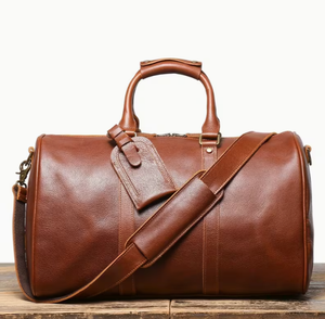 Leather Duffel <b>Bag</b> Vintage Travel Gym Weekender Overnight <b>Bag</b> Large Capacity Zipper Shoulder Handbag Brown 44cm x 23cm x 27.5cm - Product Image 5