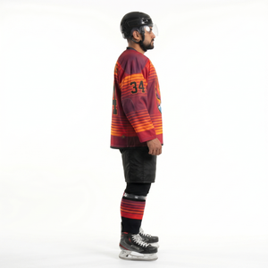 Camiseta de Hockey sobre Hielo para Hombre, Personalizada al por Mayor, 100% Poliéster, con Degradado de Atardecer, Corte Atlético Holgado, Nombre del Jugador Sublimado, Absorbe la Humedad - Product Image 3