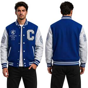 American Style Baseball Wool <b>Jacket</b> In Different Colors Wool Leather Sleeves Chenille Patch Letterman Stadium <b>Men</b> Varsity <b>Jacket</b> - Product Image 3