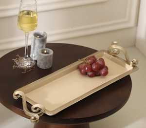 Plateau décoratif rectangulaire en fer forgé texturé, avec poignée légère, pour la maison moderne, les mariages, Diwali, Bar Mitzvah – Créez de l'espace au style - Product Image 6