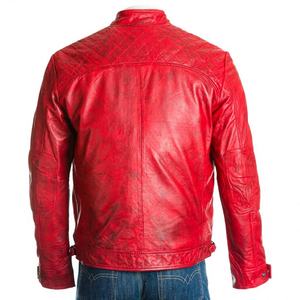 <b>Men's</b> Windproof PU Leather Sheep Skin Stand Collar Zip-Up Regular Fit Bomber <b>Jacket</b> Autumn Outerwear Embossed Polyester Lining - Product Image 2