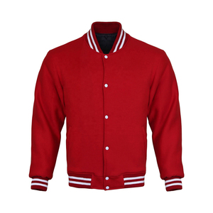 Veste universitaire blanche pour homme de qualité supérieure, avec garniture noire et fermeture à boutons, décontractée, respirante, pour l'automne, vente en gros - Product Image 3