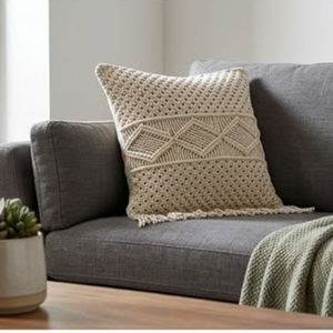 Handcrafted Cotton Geometric <b>Throw</b> <b>Pillow</b> Square Bohemian Style Decorative Cushion with Tassels Washable Cover For Bulk Supply - Product Image 5