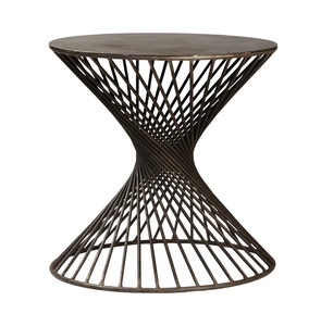 Table d'appoint moderne en fil métallique doré en forme d'heure de prière, pouf tambour en métal, table d'appoint décorative pour salon, tabourets - Product Image 4