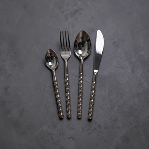 Minimalist Metal Cutlery Set <b>Mirror</b> Finish Long Handle Silver Plated Dishwasher Safe Wedding Dinnerware - Product Image 3