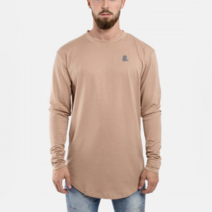 <b>Men's</b> Plus Size Breathable Long Sleeve O-Neck Solid Color Cotton Jersey <b>T</b>-<b>Shirt</b> Casual Blank - Product Image 1