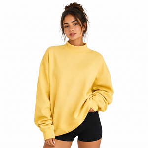 Sweat-shirt oversize à col montant pour femme en molleton de coton, vierge, pour la mode de détail, service OEM de fabrication - Product Image 1