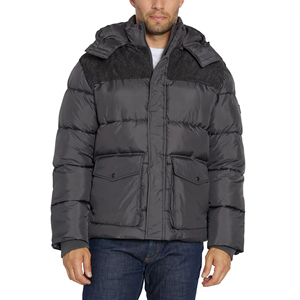 Veste d'hiver matelassée pour homme de haute qualité avec col montant, épaisse et chaude, en toile, logo personnalisé sur le devant, vente en gros - Product Image 5