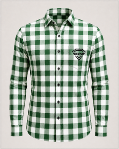 Camisa a Cuadros Verde Premium para Hombre, Manga Larga, Franela de Algodón, Camisas a Cuadros Casuales, Fabricante de Ropa de Marca Personalizada - Product Image 1