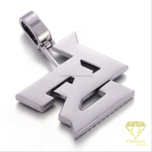 Collier pendentif alphabet D de luxe, diamant moissanite, argent sterling 925, finition dorée, bijoux de caractère pour la vente en gros - Product Image 5