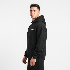 Sudadera con Capucha Extra Grande de Felpa de Algodón para Hombre, Color Negro Sólido, Sudadera con Logotipo Personalizado, Ropa de Invierno al por Mayor - Product Image 4