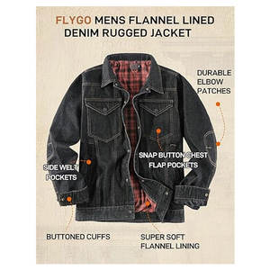 Veste en jean doublée en flanelle pour homme, coupe western classique, style cowboy, ajustée, vintage, robuste, style camionneur, streetwear premium - Product Image 4