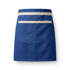 Delantal Azul con Ribete Beige y Bolsillo Frontal para Uniforme de Camarero/a de Restaurante/Bar, Tejido de Poliéster y Algodón, Unisex - Product Image 1