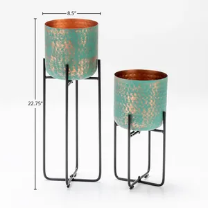 Modernos Soportes Metálicos para Flores con Acabado Turquesa, 8.5 Pulgadas de Diámetro, Macetas de Interior para Decoración del Hogar - Product Image 4
