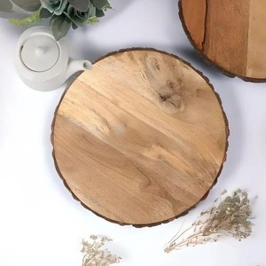 Rustic Wooden Serving <b>Platter</b> with Natural Edge Reusable <b>Disposable</b> Tableware for Table Decor - Product Image 2