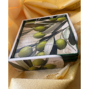Handcrafted Durable Eco-Friendly Wooden Coaster <b>Set</b> Carved Storage Box Modern Drinkware Stylish <b>Table</b> Decor <b>Dining</b> Office <b>Set</b> - Product Image 4