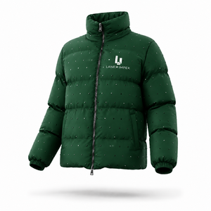 Custom Men's Dark Green Puffer Jacket Winter Quilted <b>Bubble</b> <b>Coat</b> Lightweight Warm Insulated Zip Up Jacket OEM Wholesale Fectory - Product Image 2