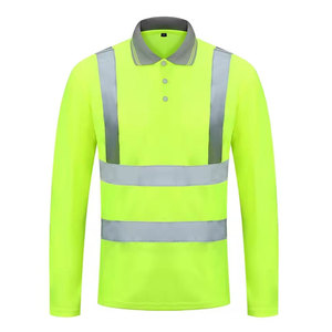 Long Sleeve Man Safety Working Polo Shirts Construction Clothes Workwear Quick Dry Reflective Tape Polo Shirts - Product Image 1