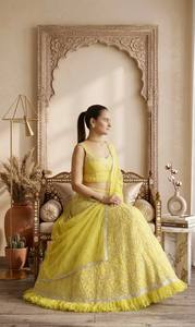 NiMa Creations Lehenga Choli Jaune en Georgette à Paillettes, Robe de Mariage Traditionnelle Longue pour Femme, Style Inde Pakistan, Livraison Rapide - Product Image 2