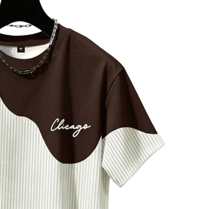 Mens Color Block Short Sleeve T <b>Shirt</b> Crew Neck Contrast Striped Panel Graphic Casual Streetwear Tee Wholesale Fashion Apparel - Product Image 3