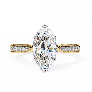 Bague de fiançailles en diamant de laboratoire taille marquise 1,25 ct, en vermeil d'or 18 carats, avec pavé et pont, pour femme, luxe - Product Image 1