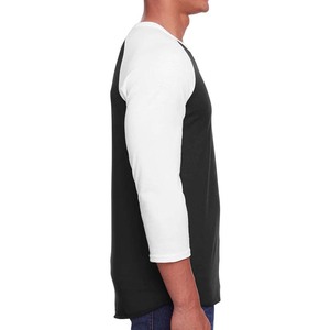 Men's Gray <b>Black</b> Raglan Sleeve <b>Long</b> Sleeve <b>T</b>-<b>Shirt</b> O-Neck Casual Oversized Regular 100% Cotton Solid Color Anti-Wrinkle 320g - Product Image 2